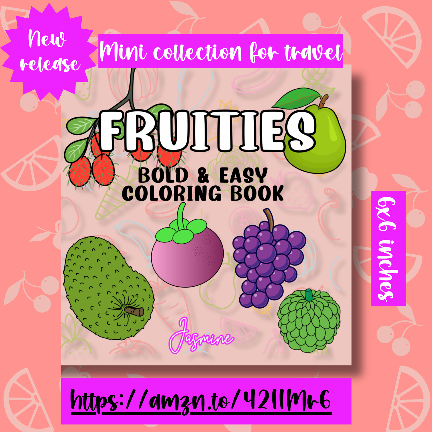 Fruities Bold and Easy Mini Coloring Book for Travel (6" x 6")