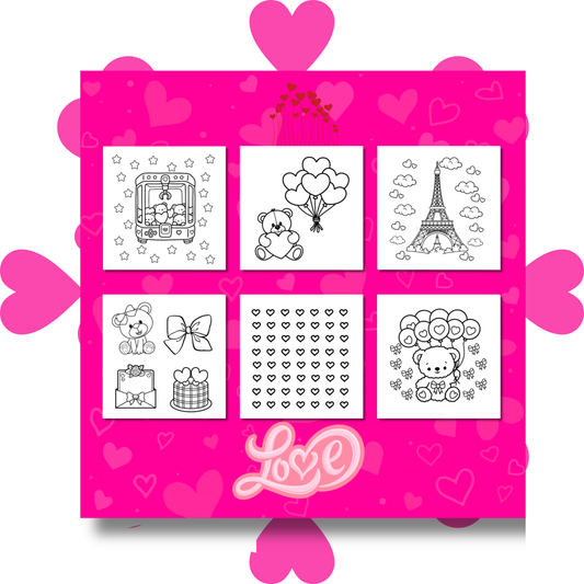 French Love & Tender Kisses Coloring e-Book