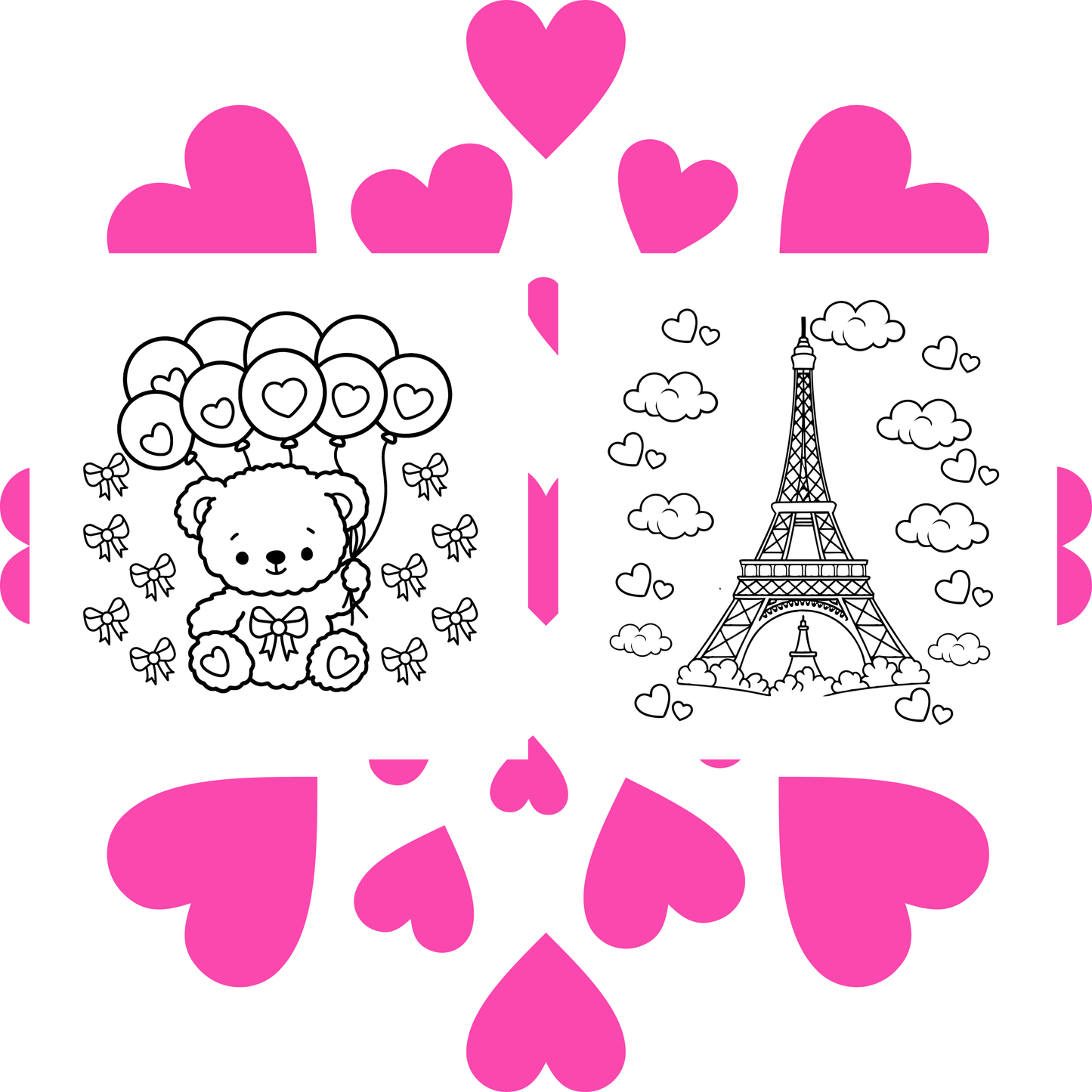 French Love & Tender Kisses Coloring e-Book