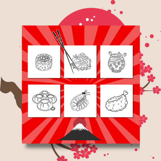 Japanese Foods Coloring e-Book