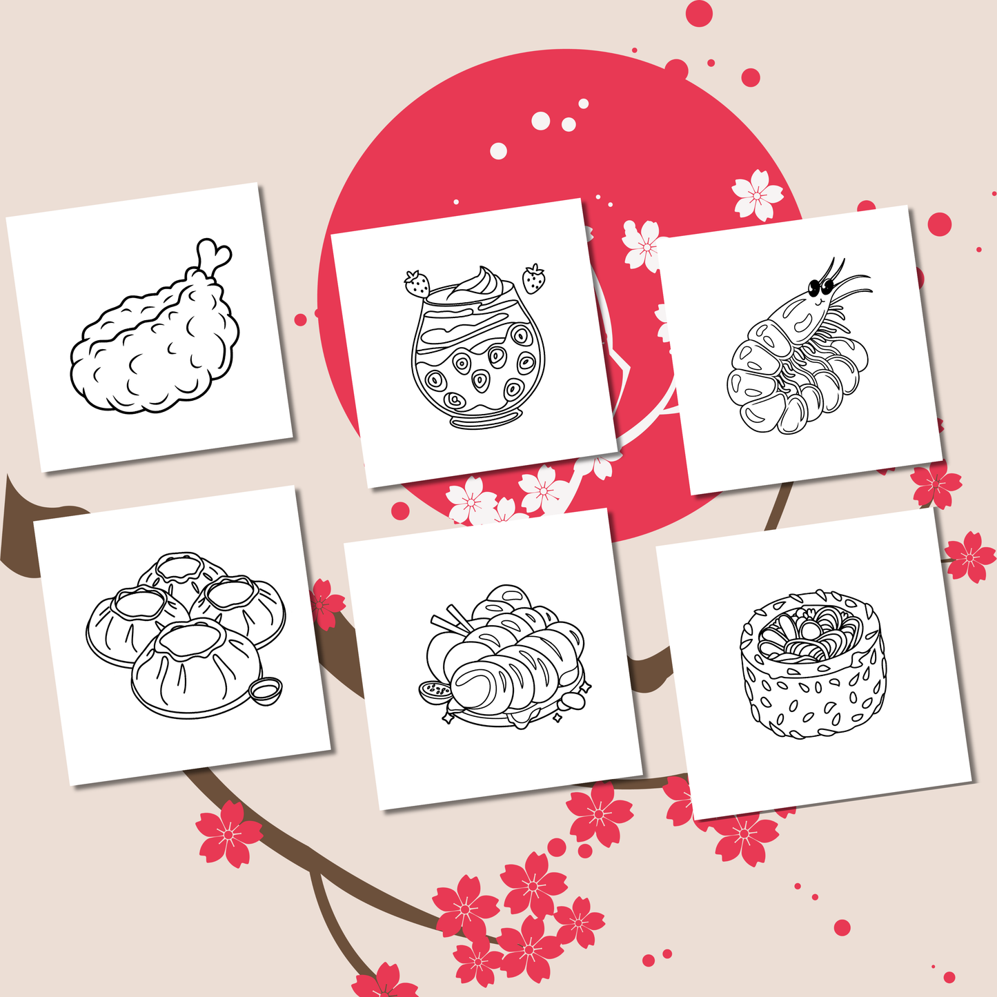 Japanese Foods Coloring e-Book