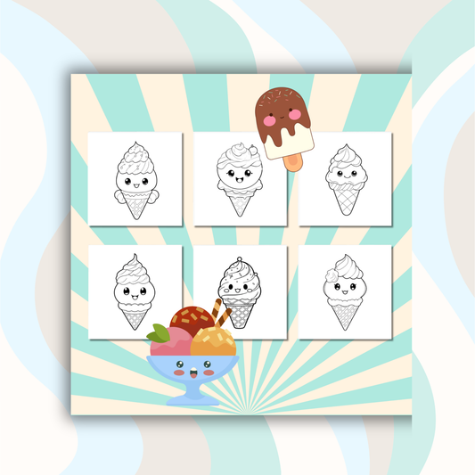 Kawaii Icecreams Coloring e-Book