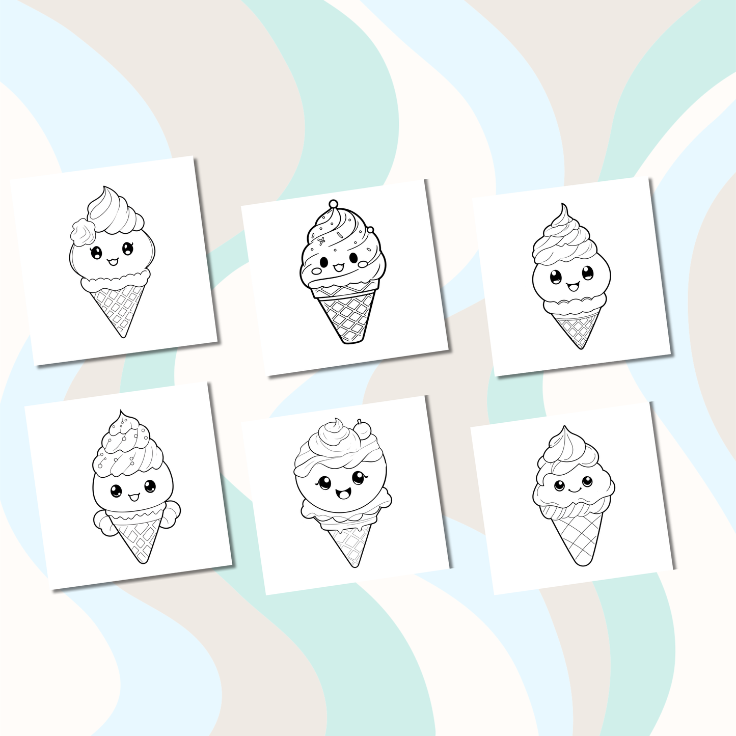 Kawaii Icecreams Coloring e-Book