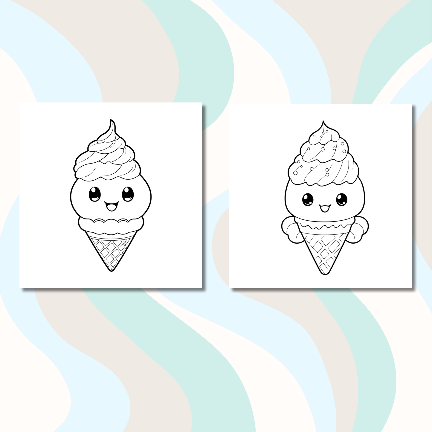 Kawaii Icecreams Coloring e-Book