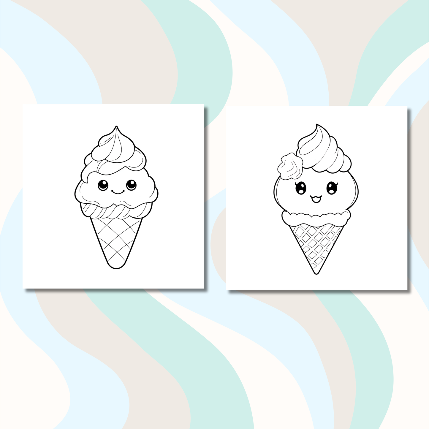 Kawaii Icecreams Coloring e-Book