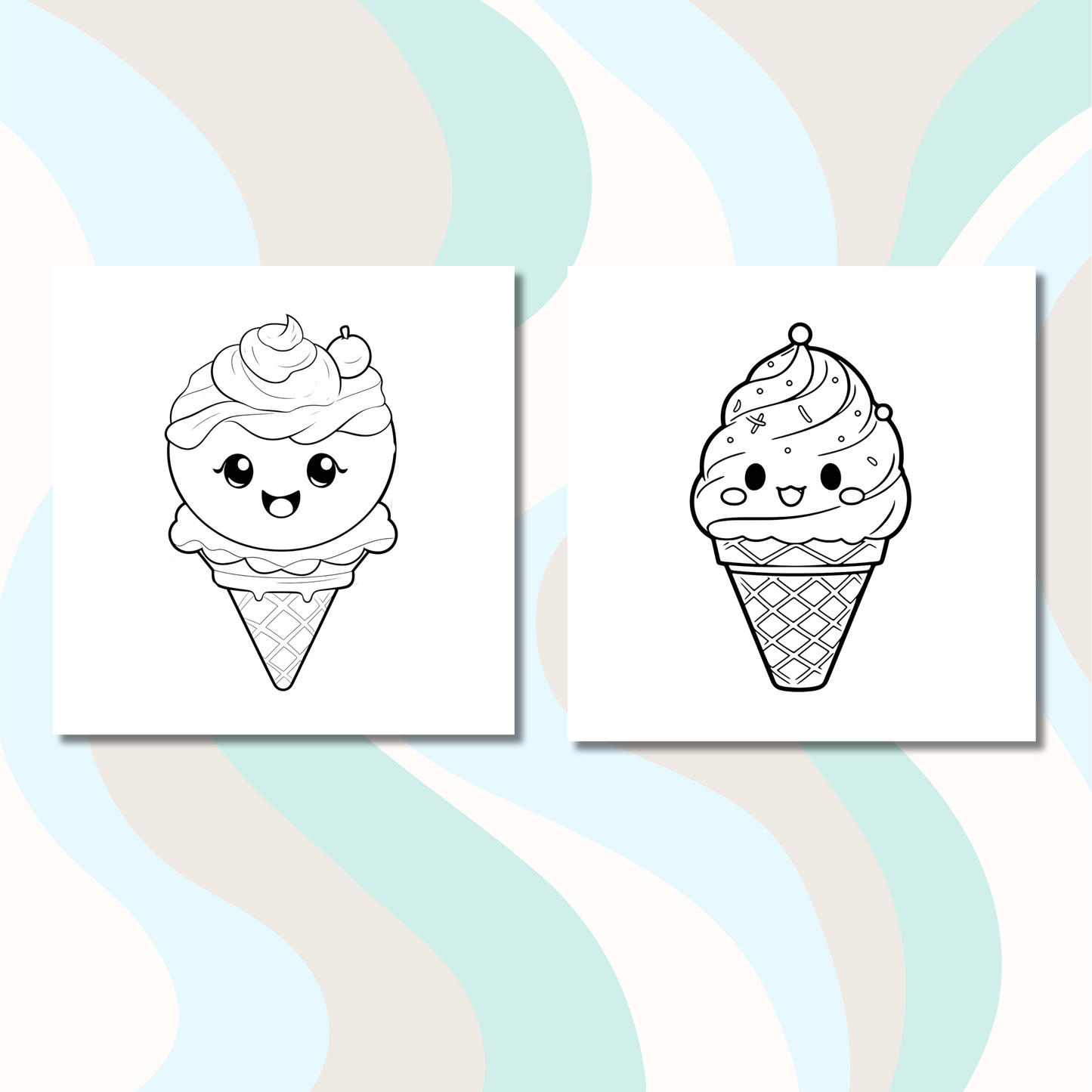 Kawaii Icecreams Coloring e-Book