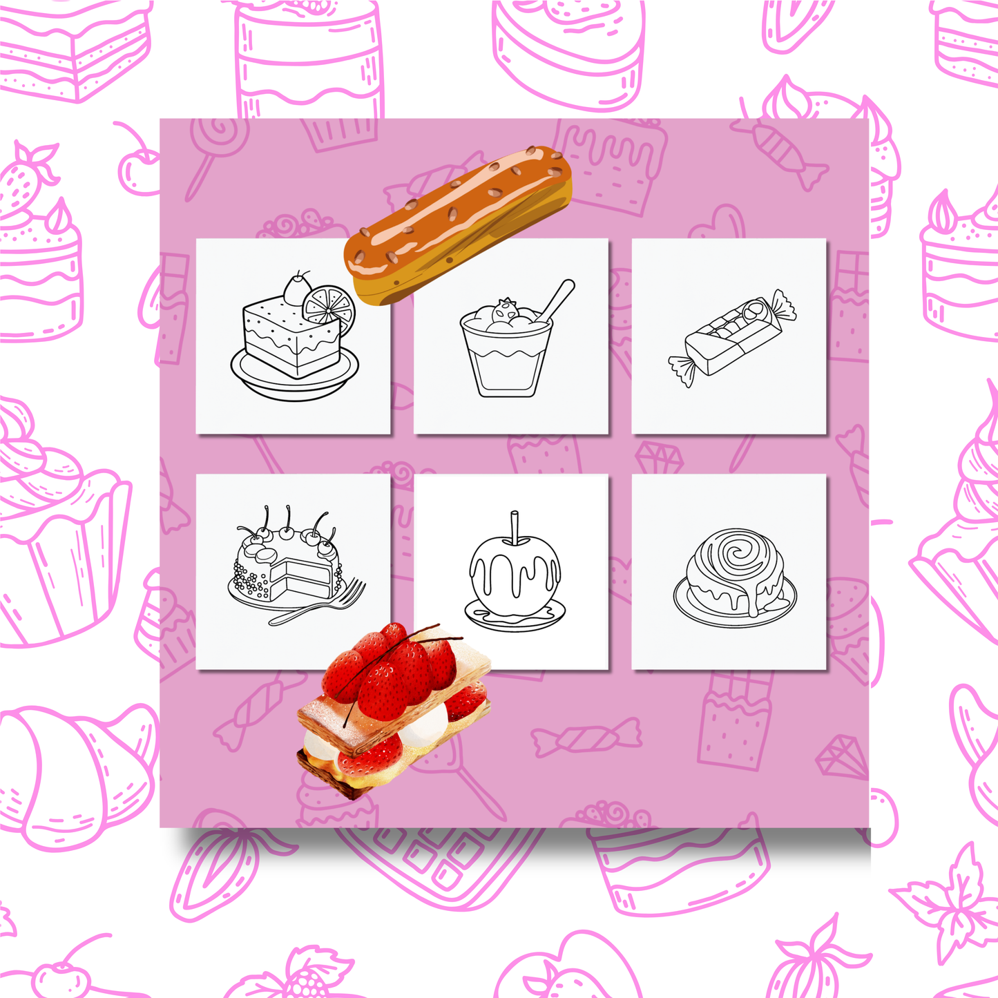 Yummy Desserts Coloring e-Book