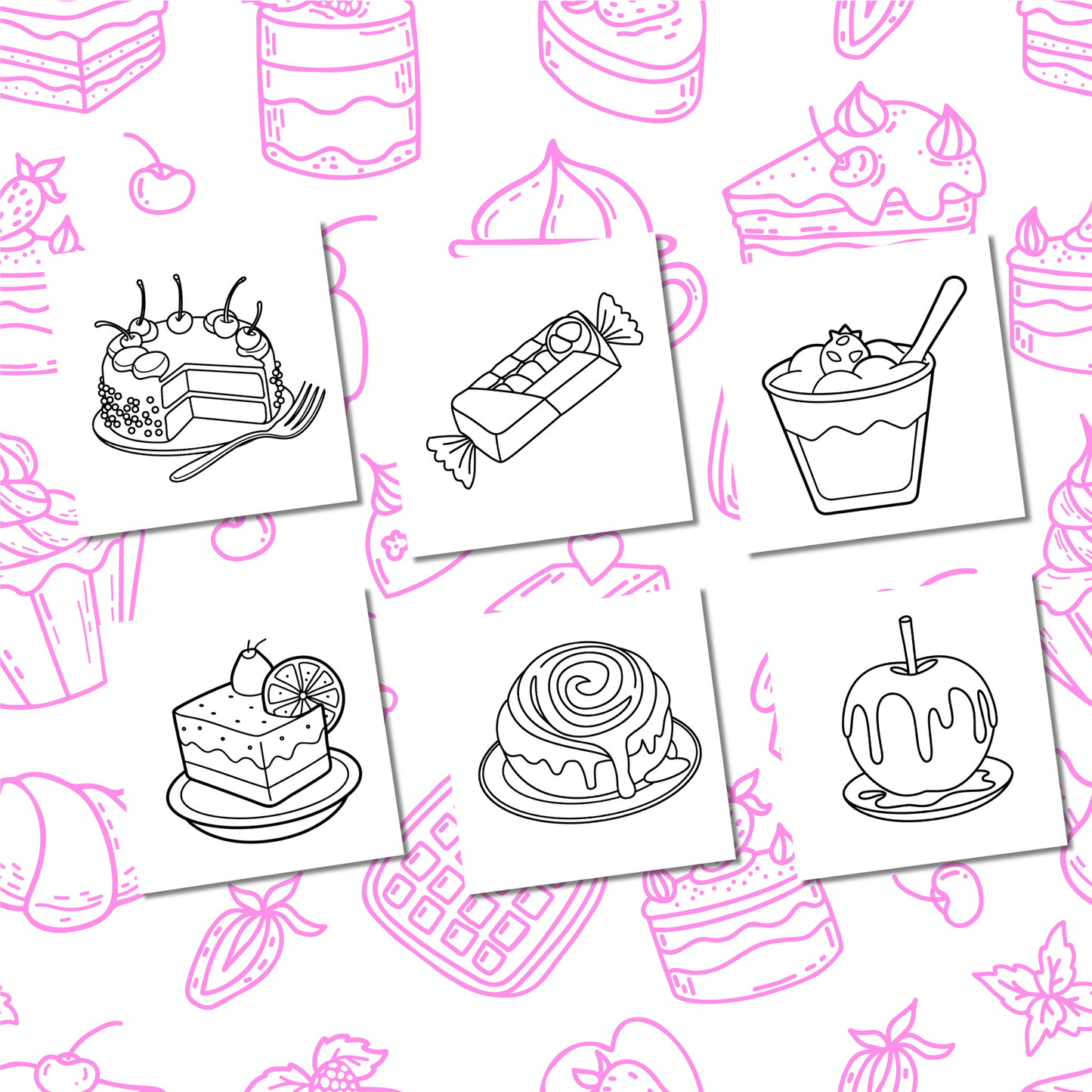 Yummy Desserts Coloring e-Book