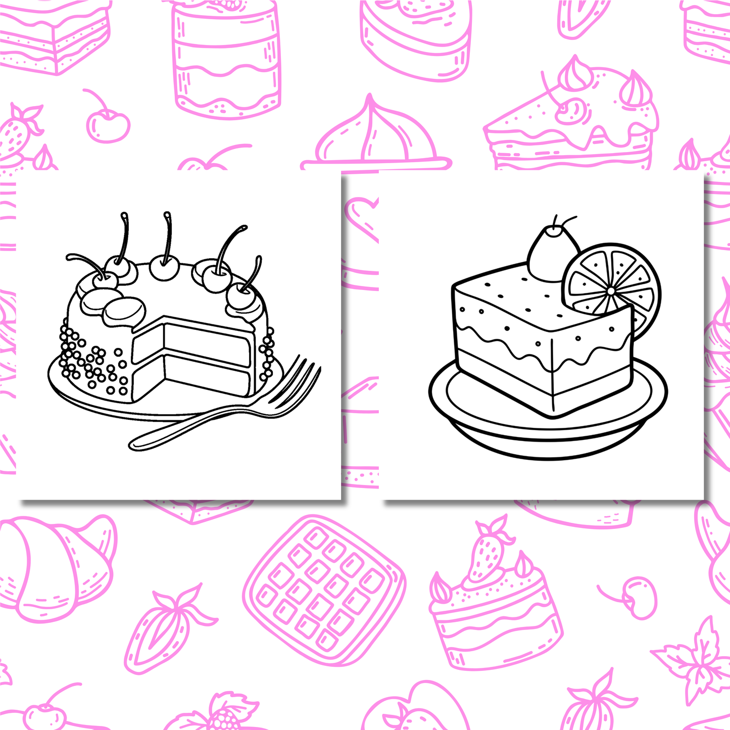 Yummy Desserts Coloring e-Book