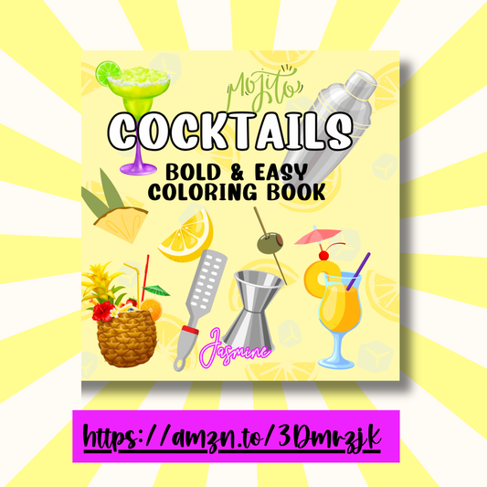 Cocktails Bold and Easy Coloring Book